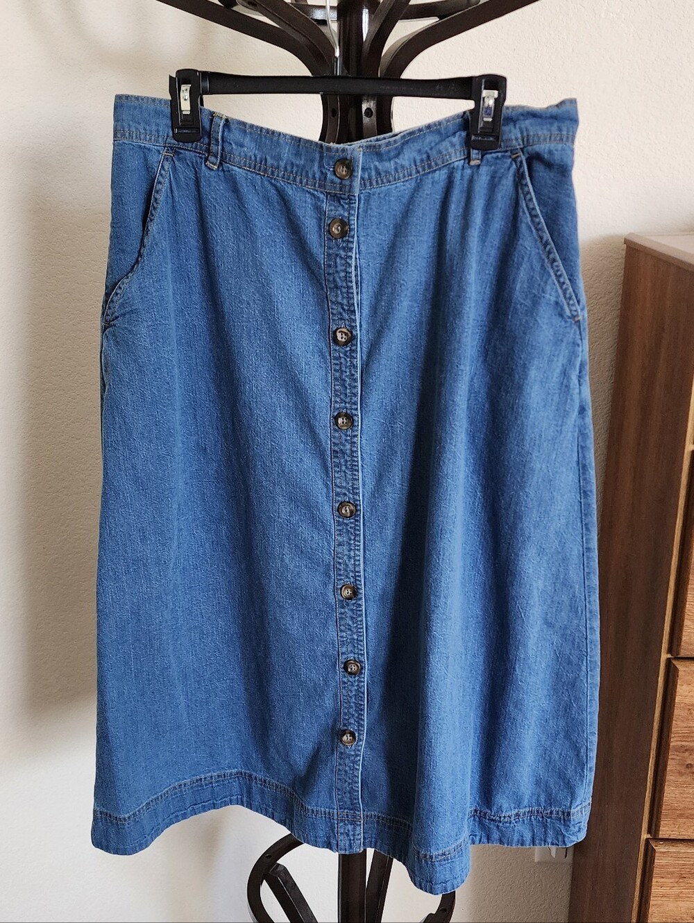 Downeast Blue Button-Front Denim Skirt - Women XL
